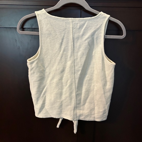 Madewell Texture & Thread Button Front Tie Front Cropped Cotton Tank Top XS - Picture 4 of 7